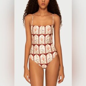Agua Bendita Caoba Printed Square-Neck One-Piece Swimsuit Top